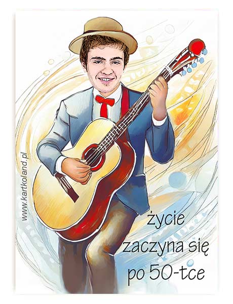 Naklejka Urodziny Gitarzysta 1 (kpl 12 szt.)  Żółty