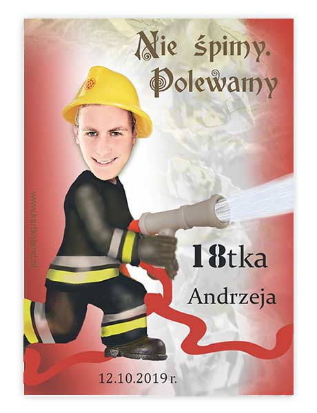 Naklejka Urodziny Strażak 1 (kpl 12 szt.)   Czerwony