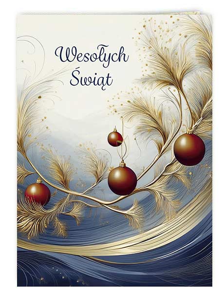 Kartka świąteczna firm. Bombki2