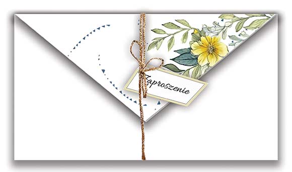 Zaproszenie Komunia Fold ChryzantemoweBiały