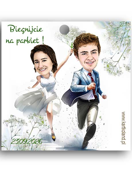Zawieszka Ślub Biegamy 2 (kpl 12 szt.) Biały