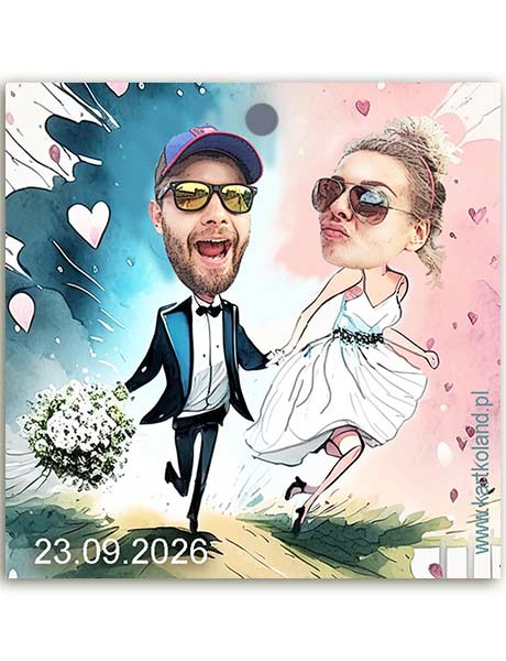 Zawieszka Ślub Biegamy 4 (kpl 12 szt.)   