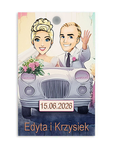 Zawieszka Ślub Autko 4 (kpl 12 szt.)      